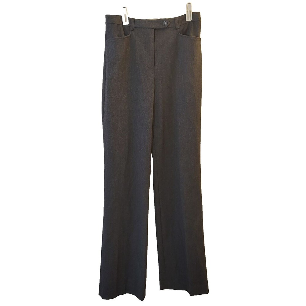 Talbots Stretch Women's slacks size 4 cross over button Zip Closure Grey Long